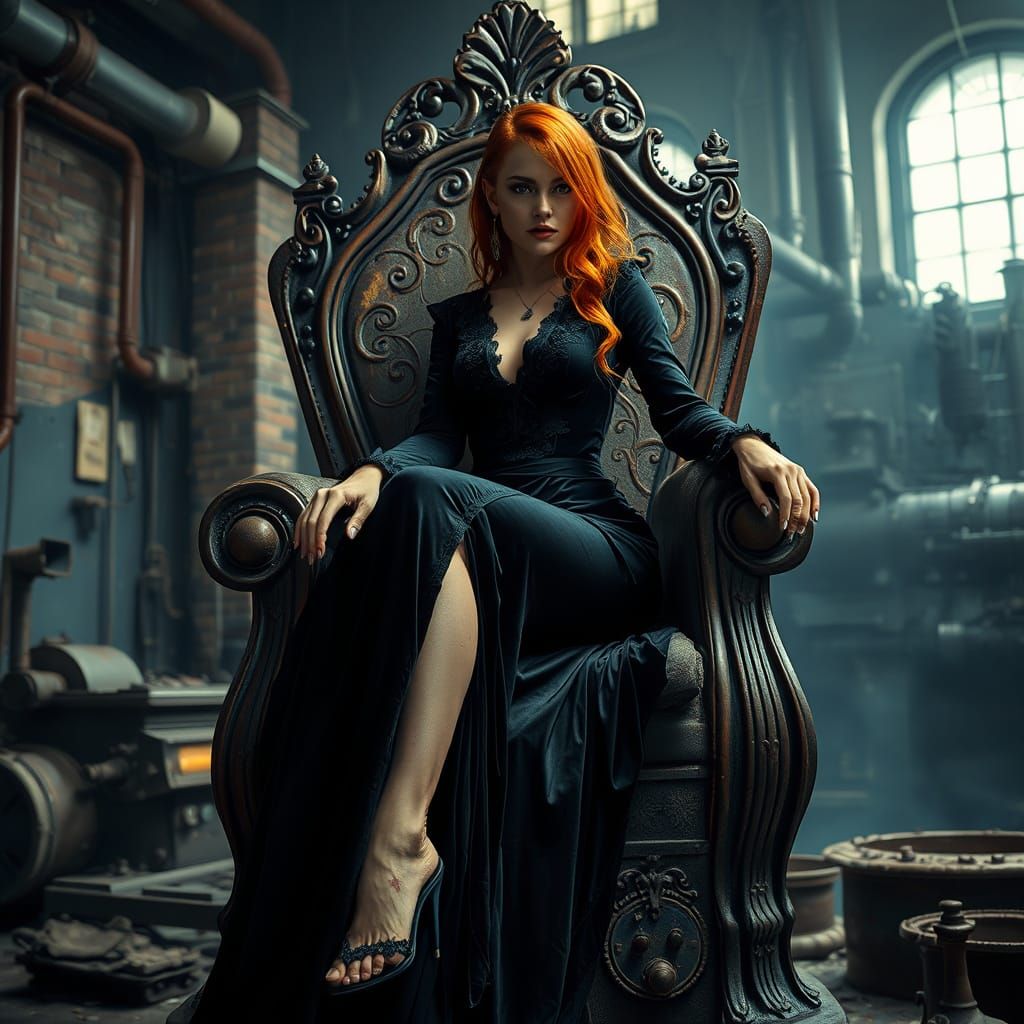 Redhead Queen in Industrial Dystopia