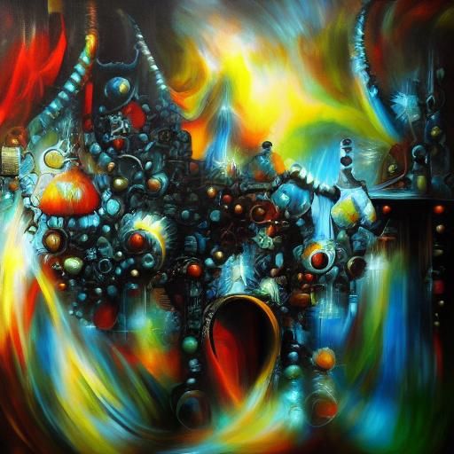 Psychedelic Blacksmith in Expressionist Abstract Style