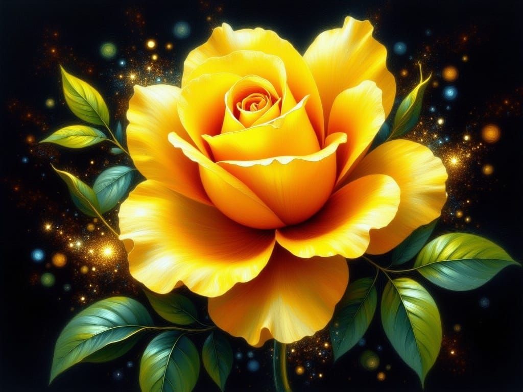 Vibrant Yellow Rose in Stunning Watercolor-Inspired Art