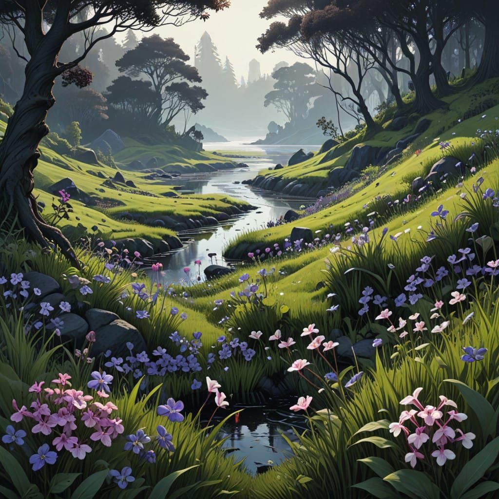 Whispering Violets Bloom in Dark Harmony