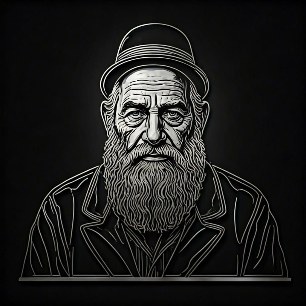 Minimalist Line Art of Hasidic Man