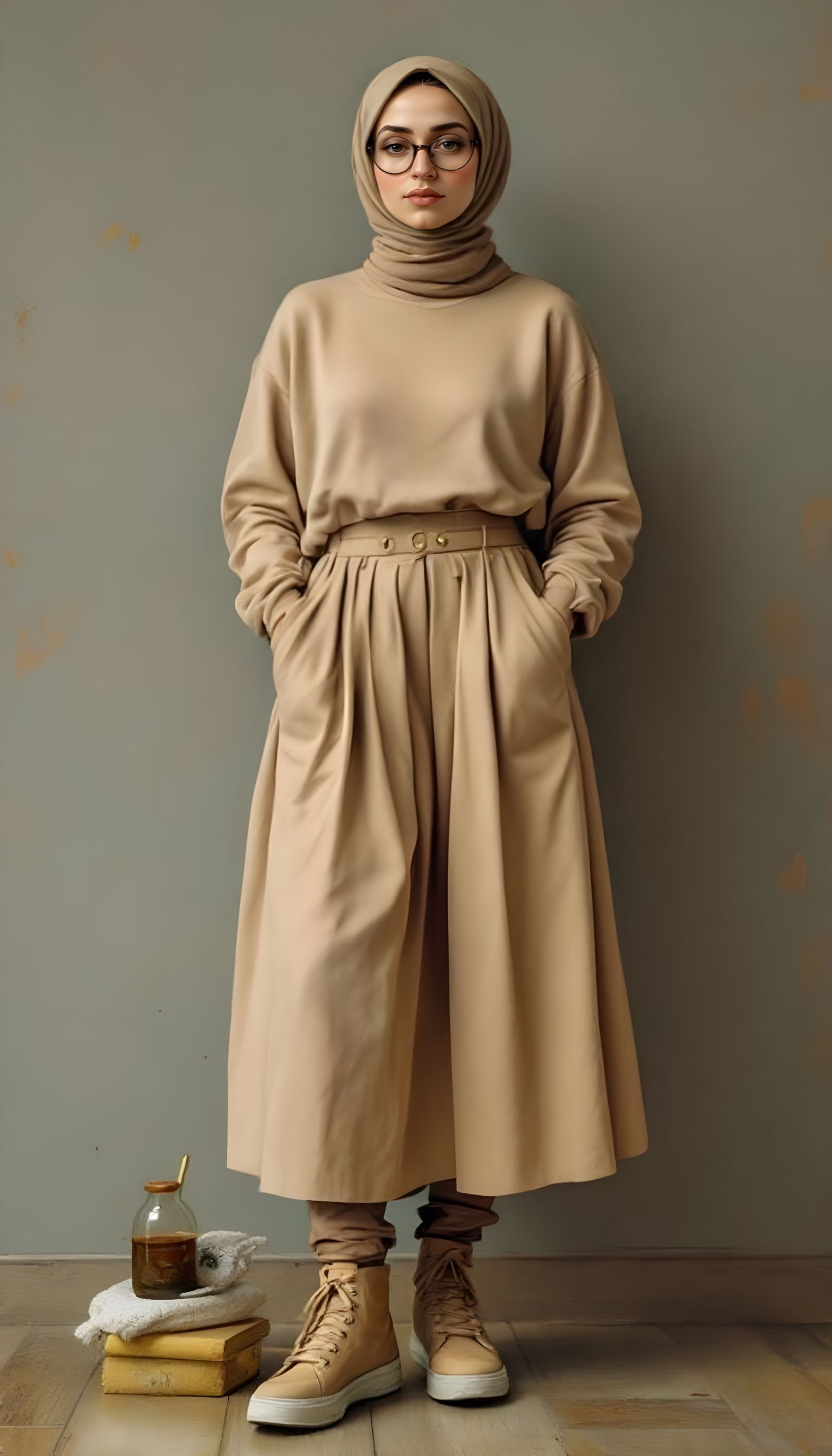 Curvy Woman in Hijab as Impressionist Painting