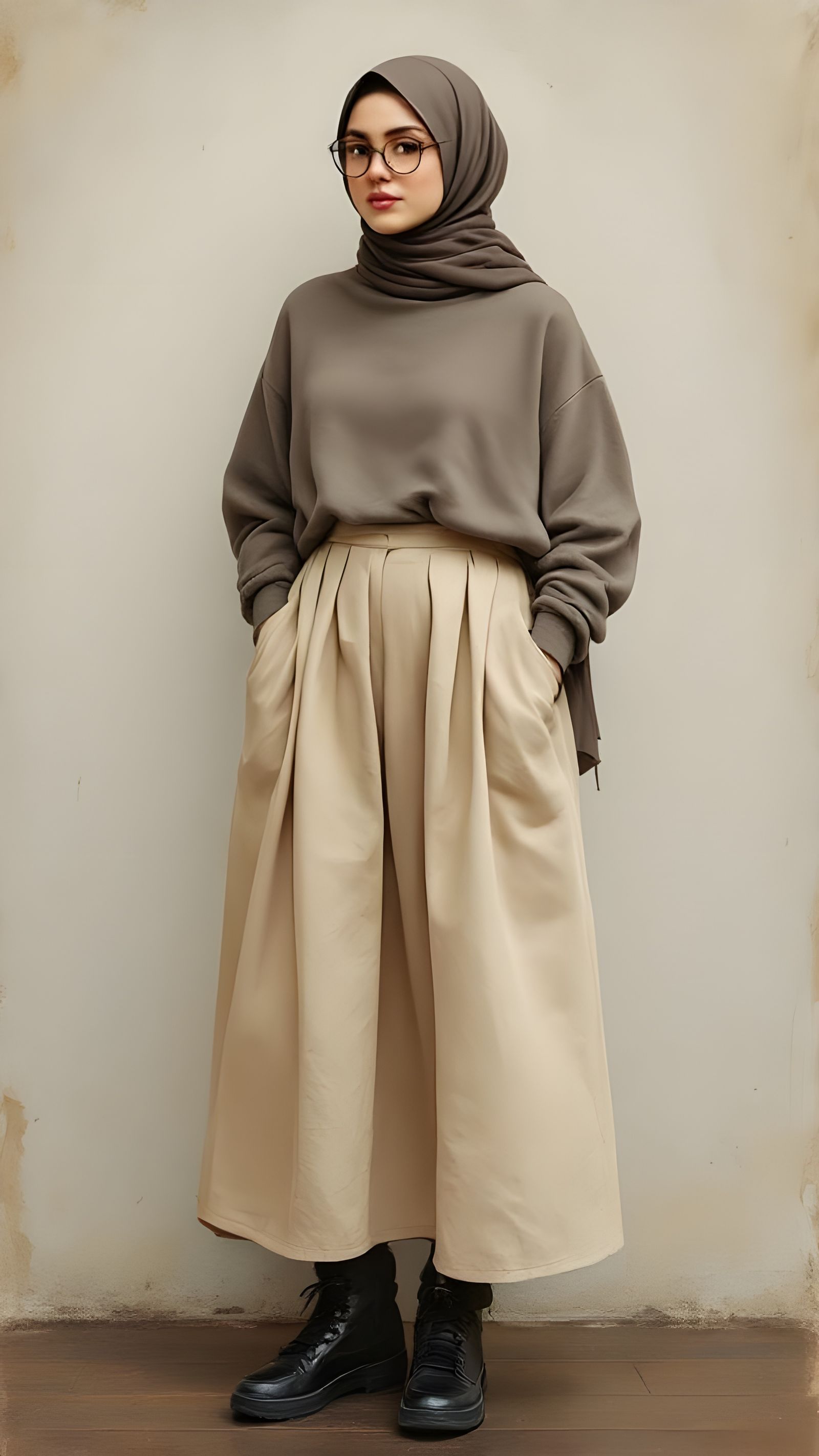 Elegant Hijabi Woman Portrait in Impressionist Style