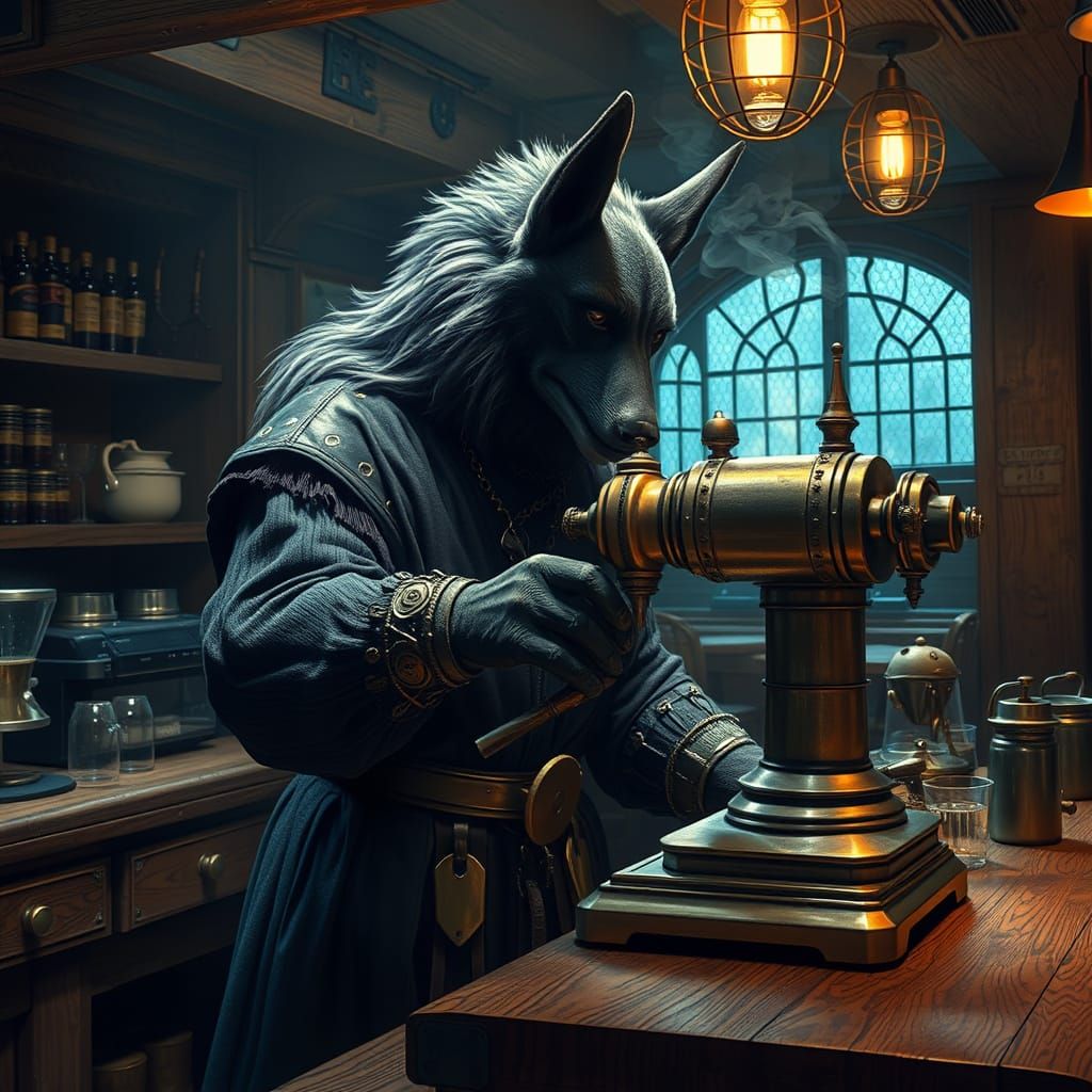 Medieval Irish Werewolf Crafts Coffee in Cozy Rustic Coffee ...