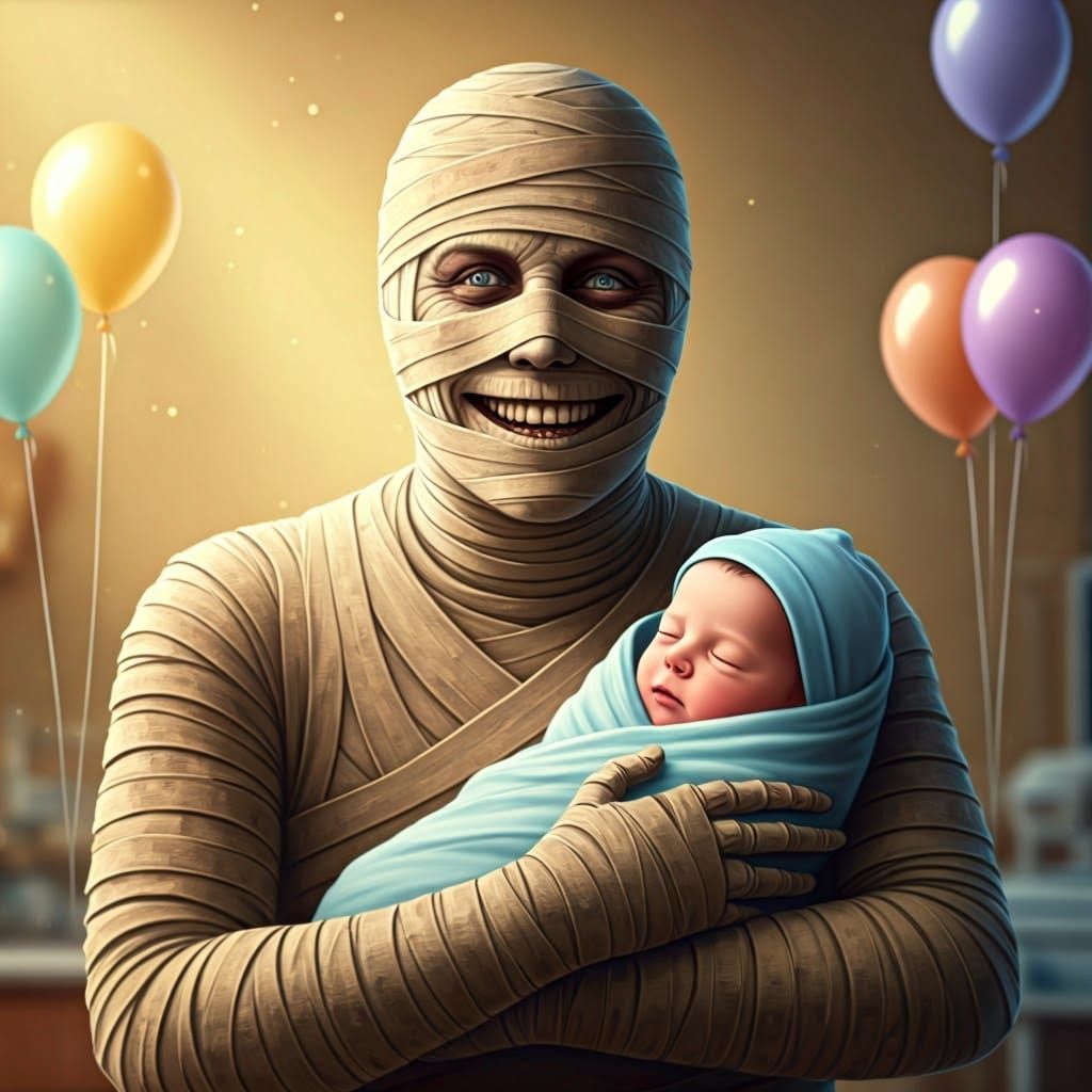 Jovial Mummy Holding Newborn in Maternity Ward