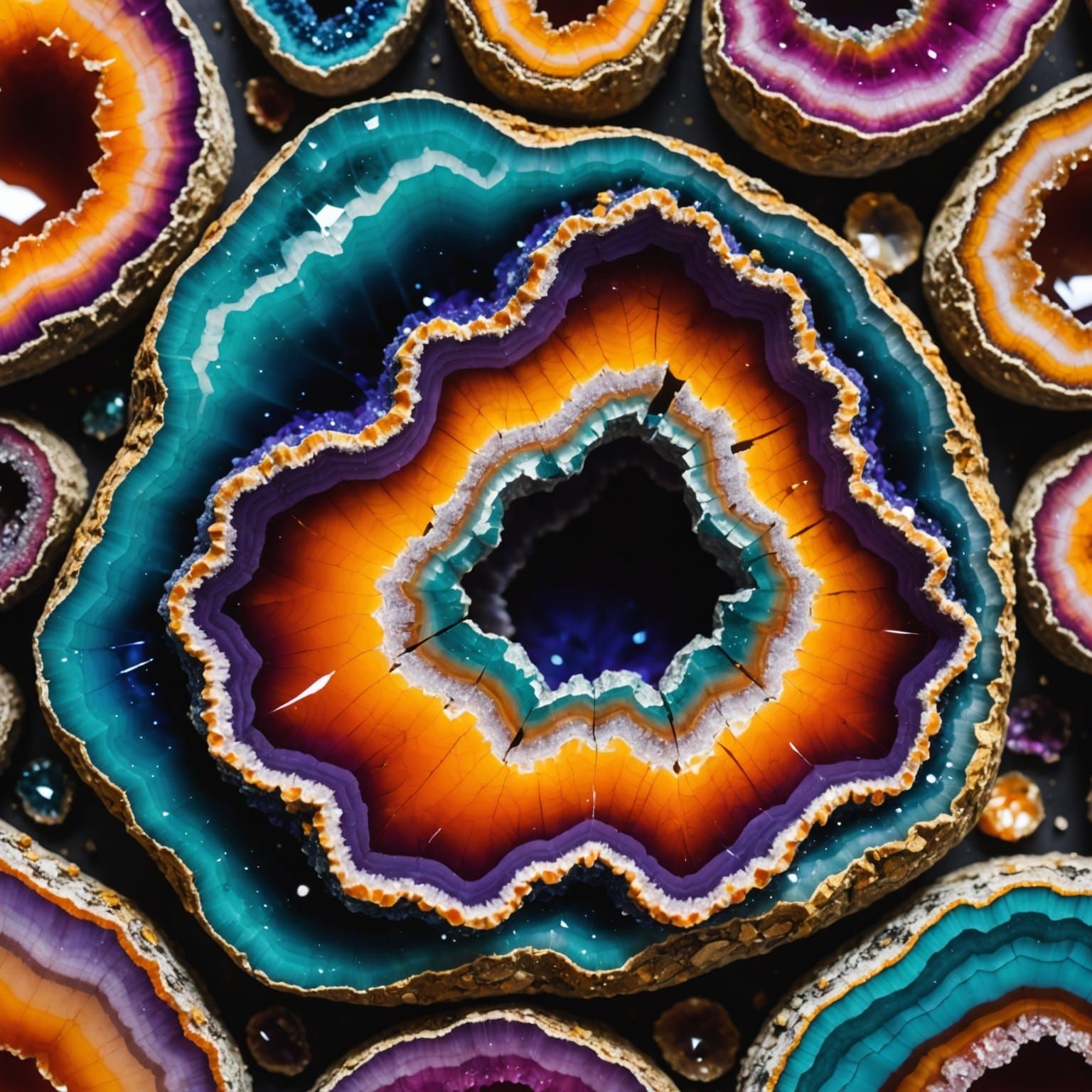 Vibrant Geode Macro Photograph: Ultra Realistic Detail