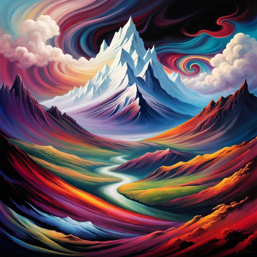 Surreal Landscape with Floating Islands and Swirling Clouds