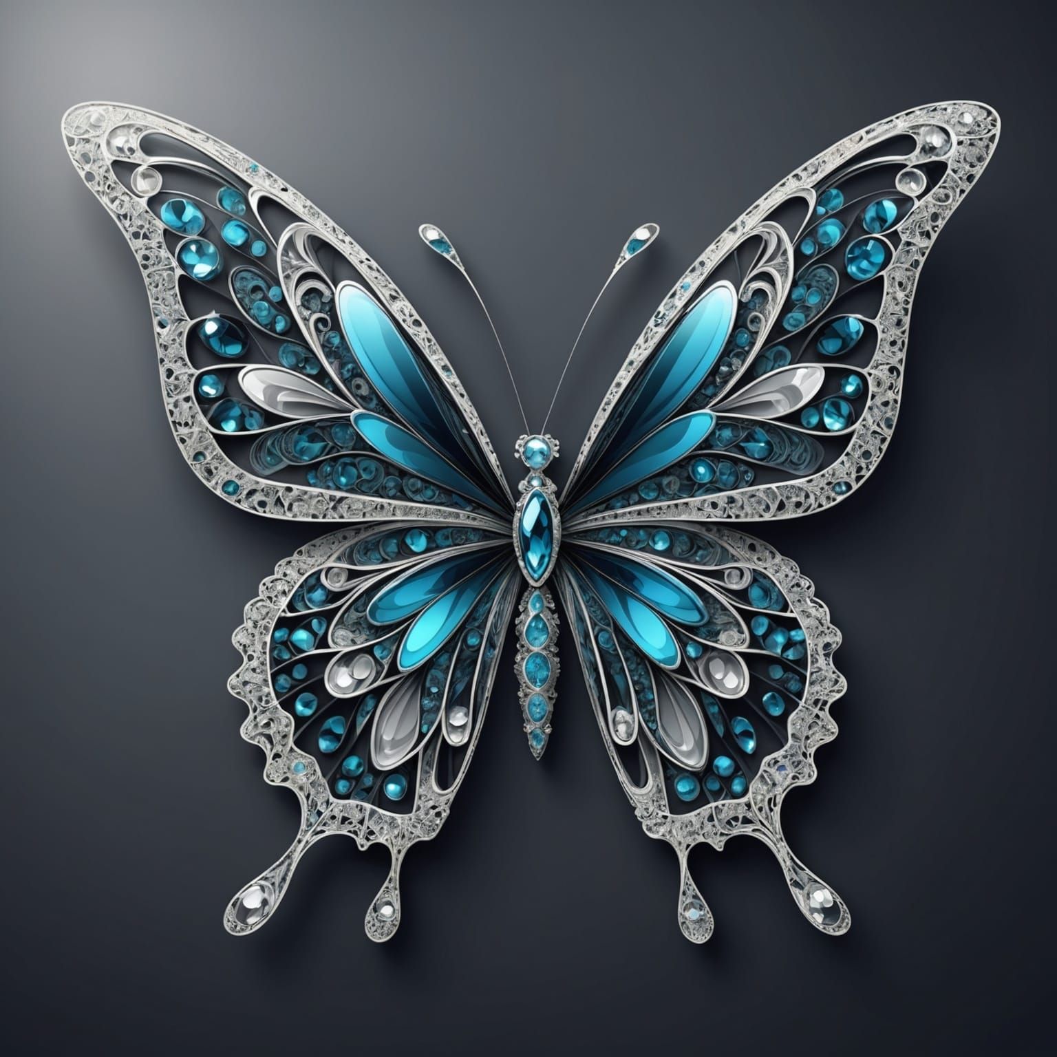 Abstract Crystal Butterfly with Fractal Design