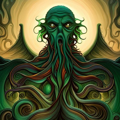 Intricate Cthulhu Painting in Surrealist Style