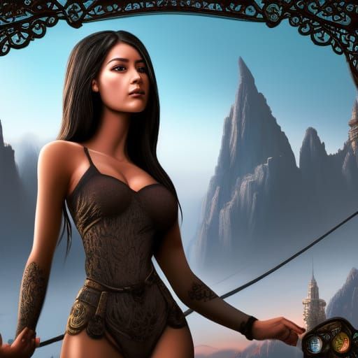 Mile-High Giantess Overlooking Miniature City