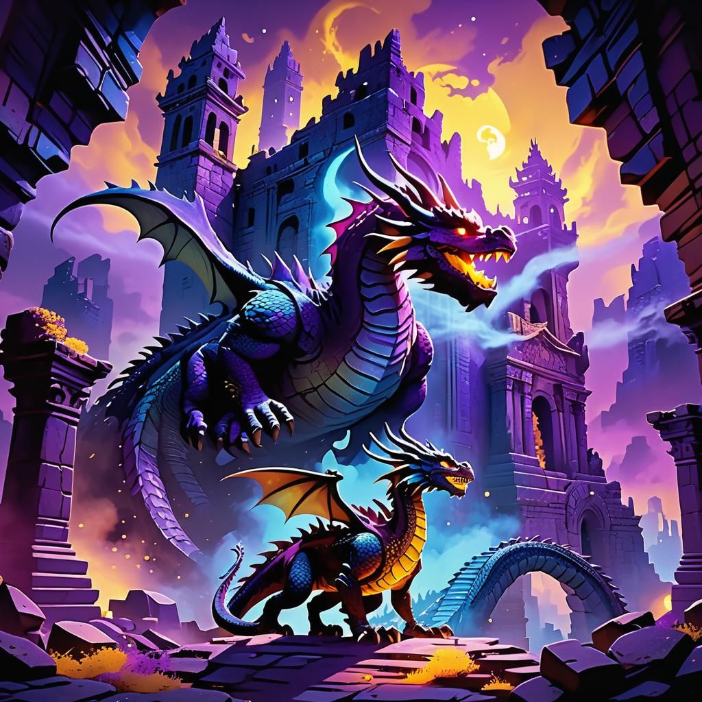 Dragon Emerges from Ruined Cityscape: Cinematic Concept Art