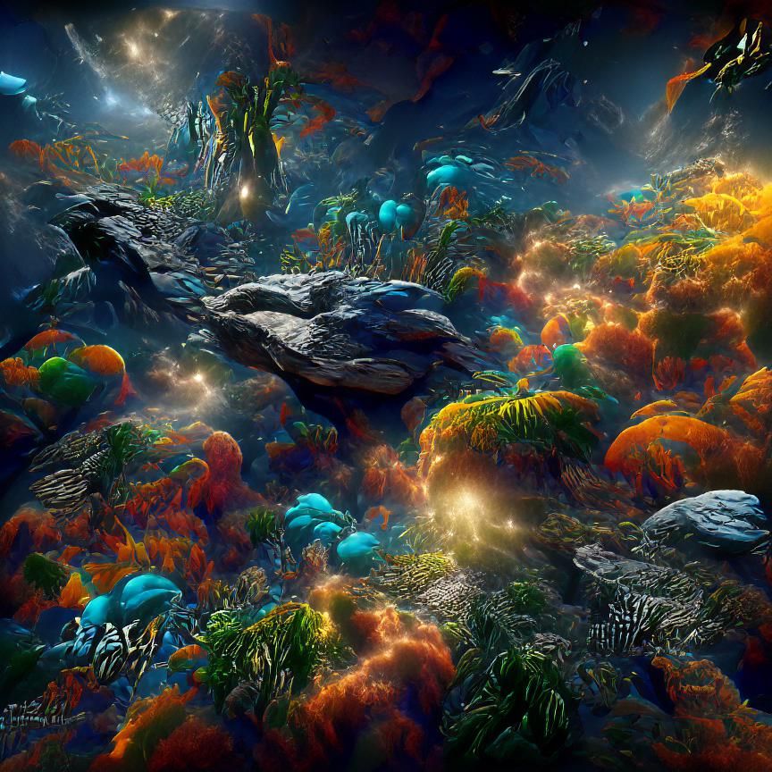 Ethereal Coral Reef Floating in Space
