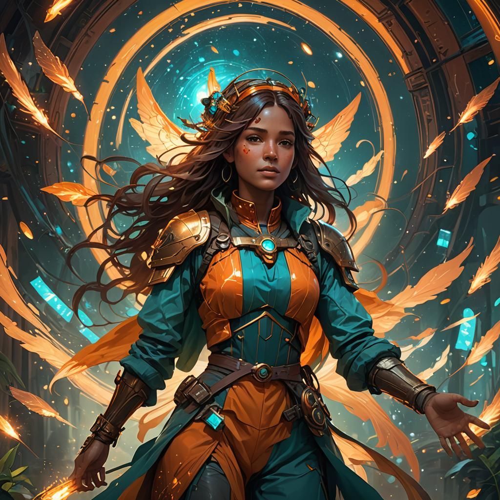 Glowing Firefly Concept Art in Orange and Teal