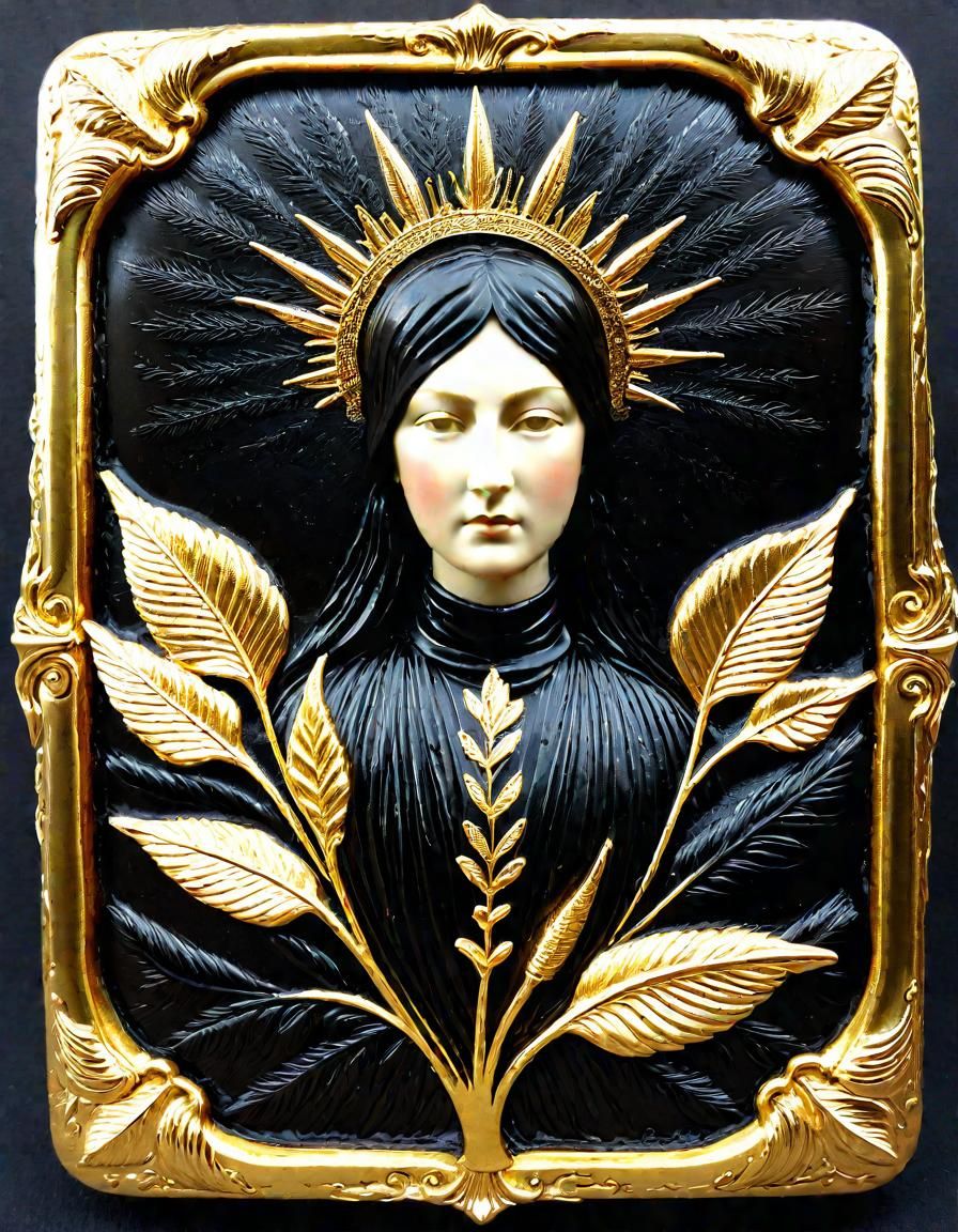 Feathered Crone Embossed Tin-Type Icon