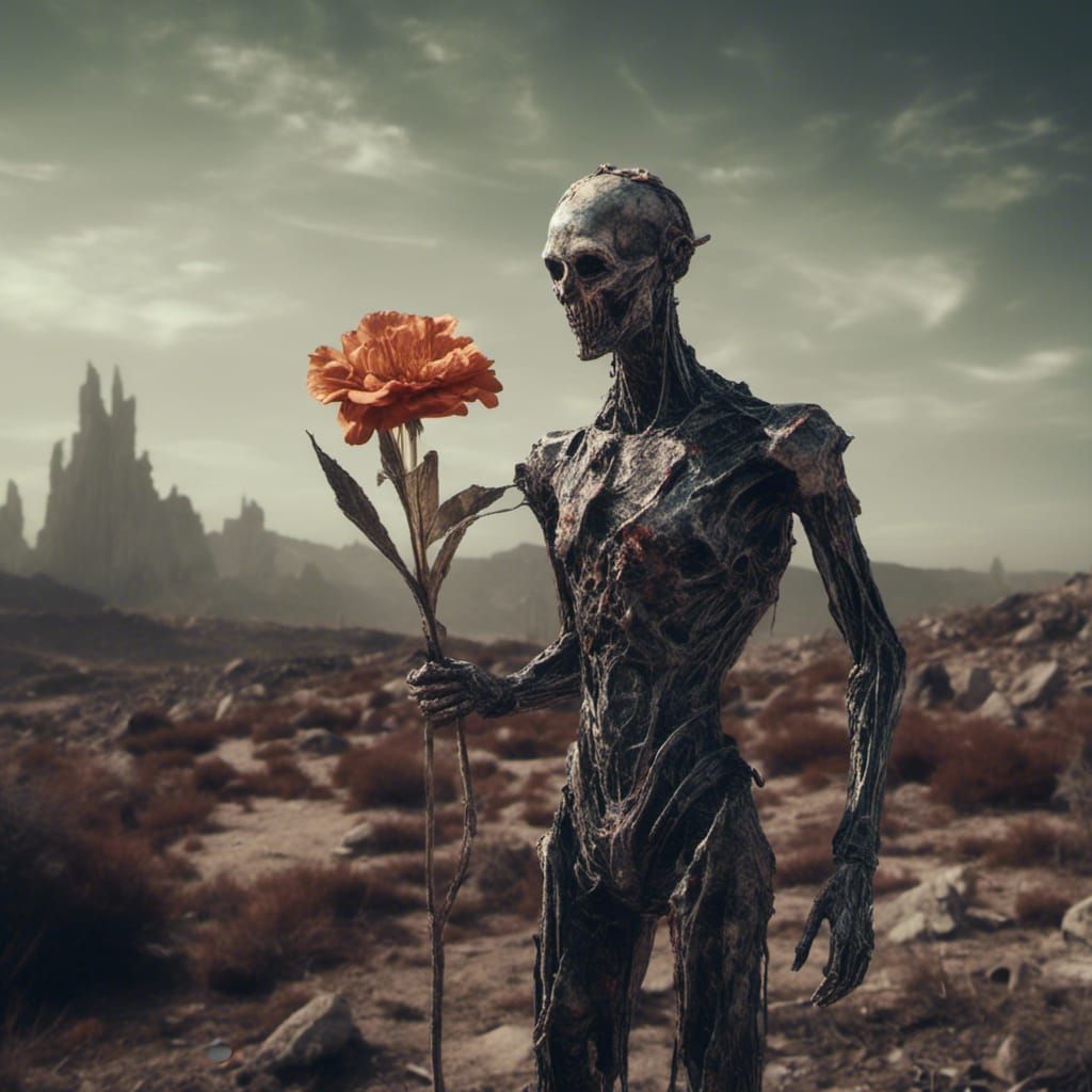 Android on Alien Planet in Macabre Style