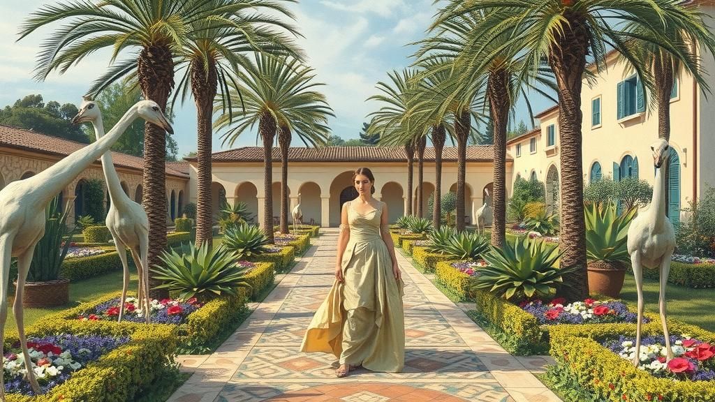 Woman in Paradise Garden, Hyperdetailed Charcoal Drawing