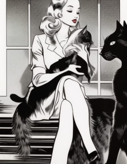Dove Cameron with a Cat on her Lap by Frank Miller