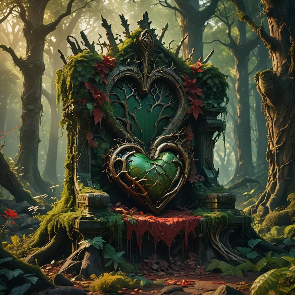 Withered Heart on Overgrown Throne: Fantasy Art