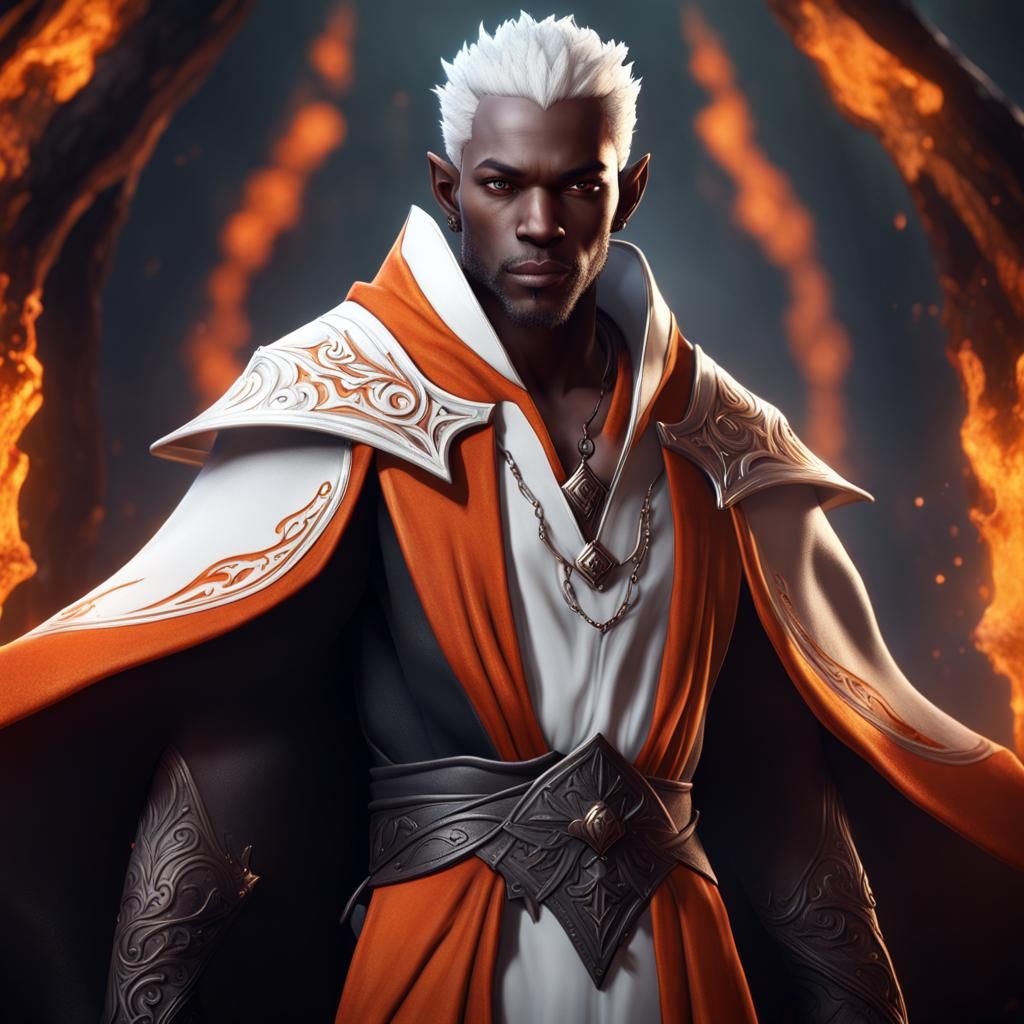 Fantasy Elf Warlock in Detailed Matte Painting Style