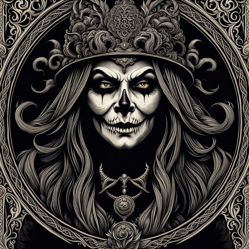 Wicked Witch Portrait in Horror Style