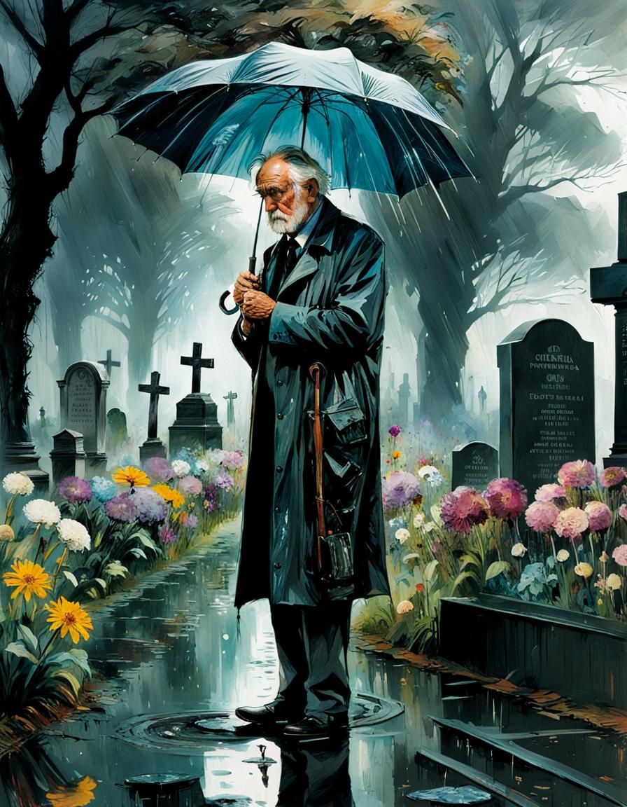 Grandfather at Funeral in Alex Ross Style