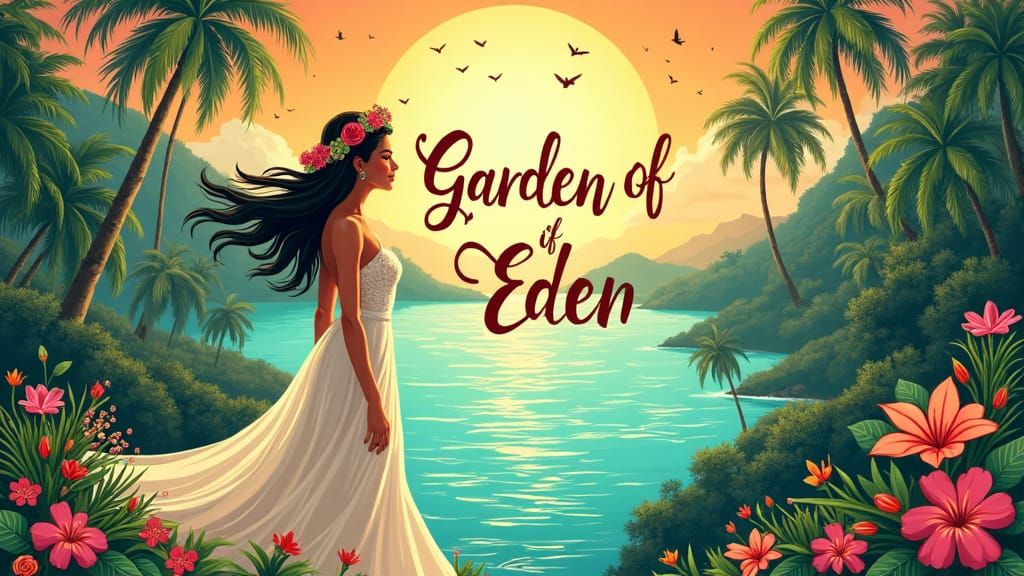 Garden of Eden Landscape in Art Deco Style