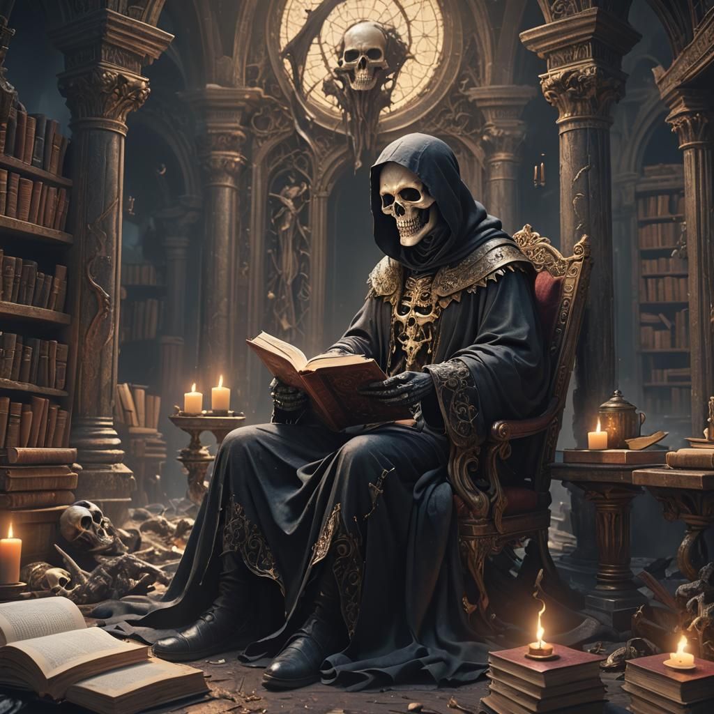 Death Reads a Book: Detailed Matte Painting
