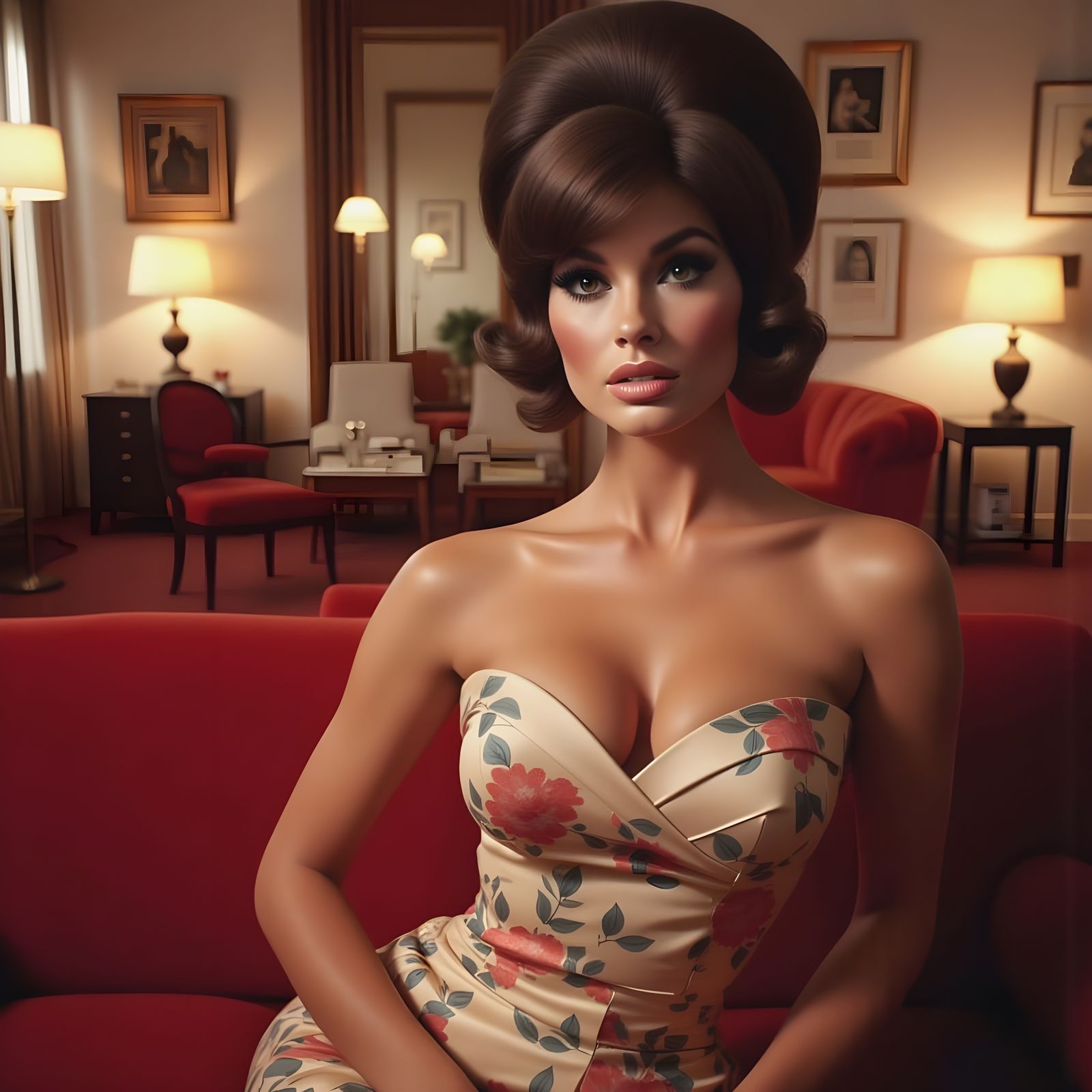 Retro Pinup Brunette in Vintage Glamour Style