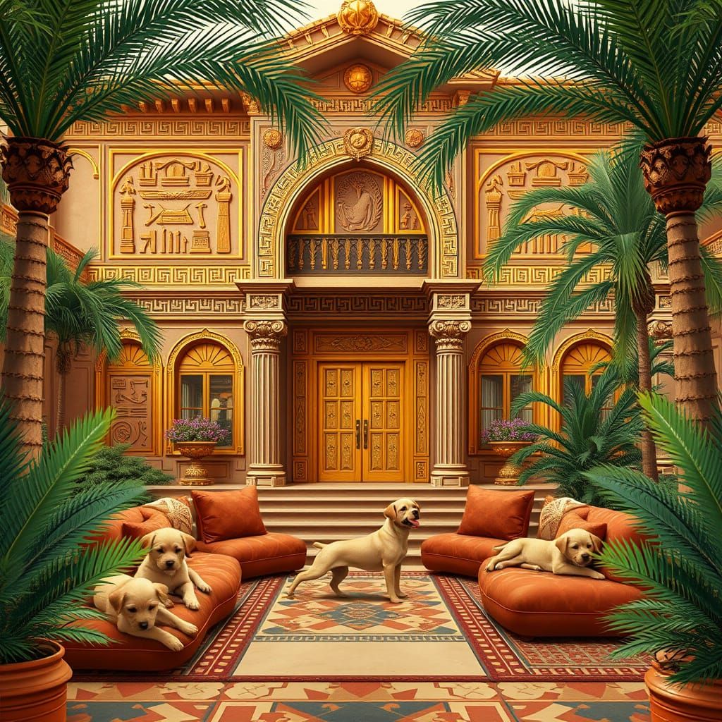 Egyptian Revival Mansion with Adorable Baladi Dogs