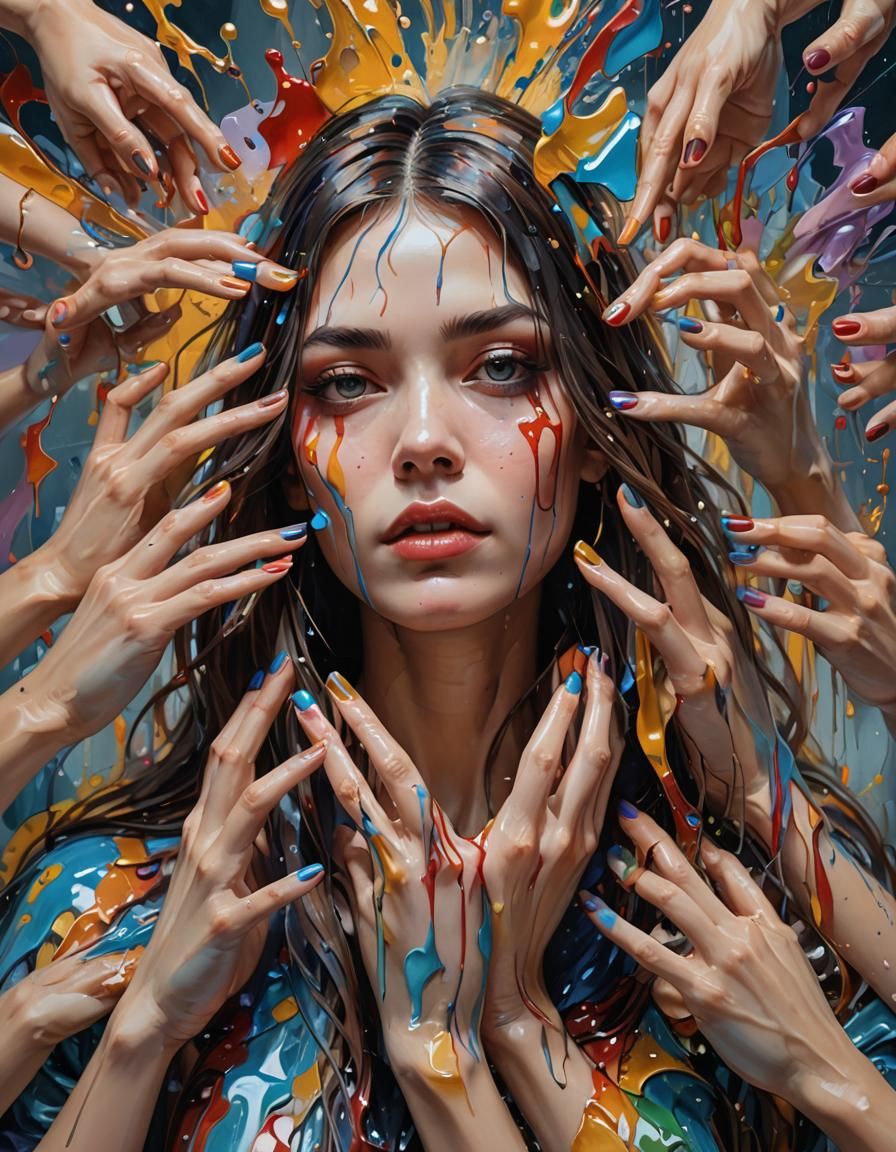 Colorful Oil Paint Portrait in Hyperrealistic Style