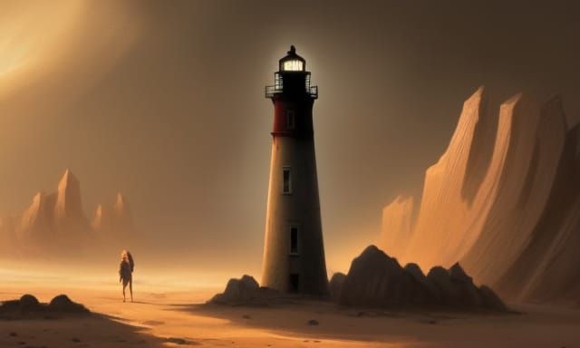 Desert Lighthouse: Dark Fantasy Concept Art