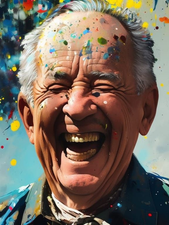 Laughing Old Man Portrait in Speedpaint Style