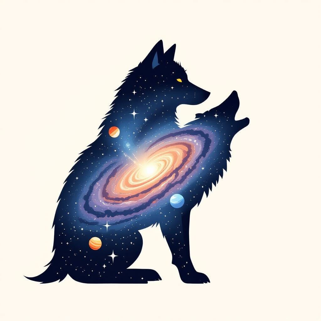 Wolf Galaxy Silhouette: A Cosmic Profile