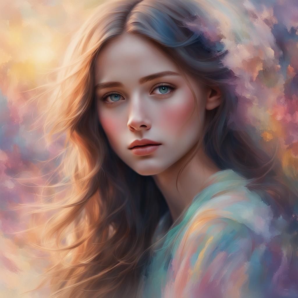 Ethereal Female Portrait in Impressionist Style