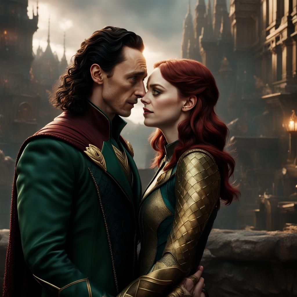 Loki and Emma Stone Romance: Detailed Matte Painting