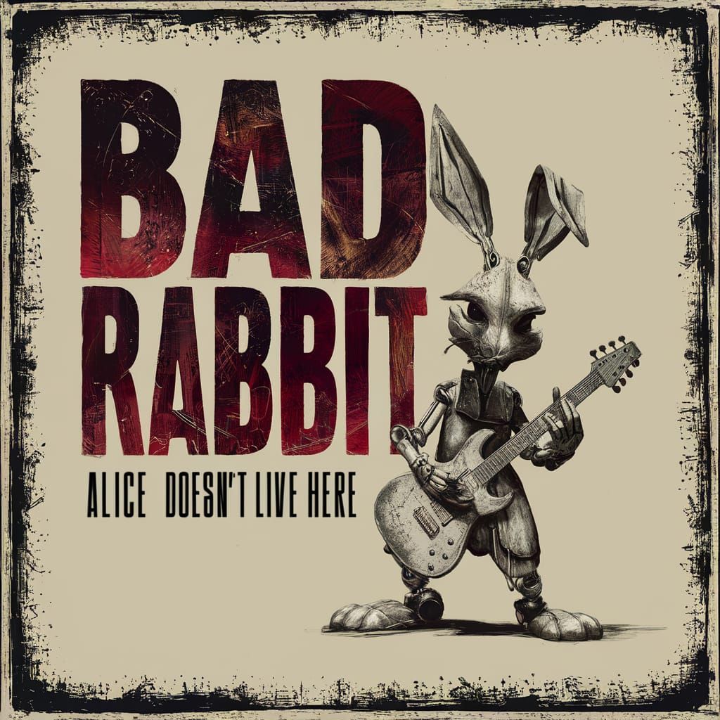 Surreal Album Cover Art: Bad Rabbit in Gritty Style