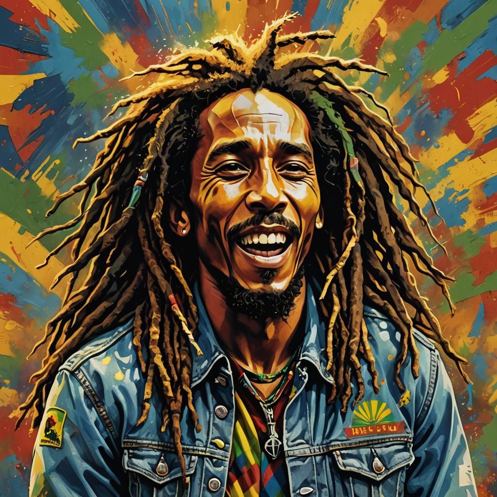 Vibrant Splash Art of Reggae Singer in Jamaica