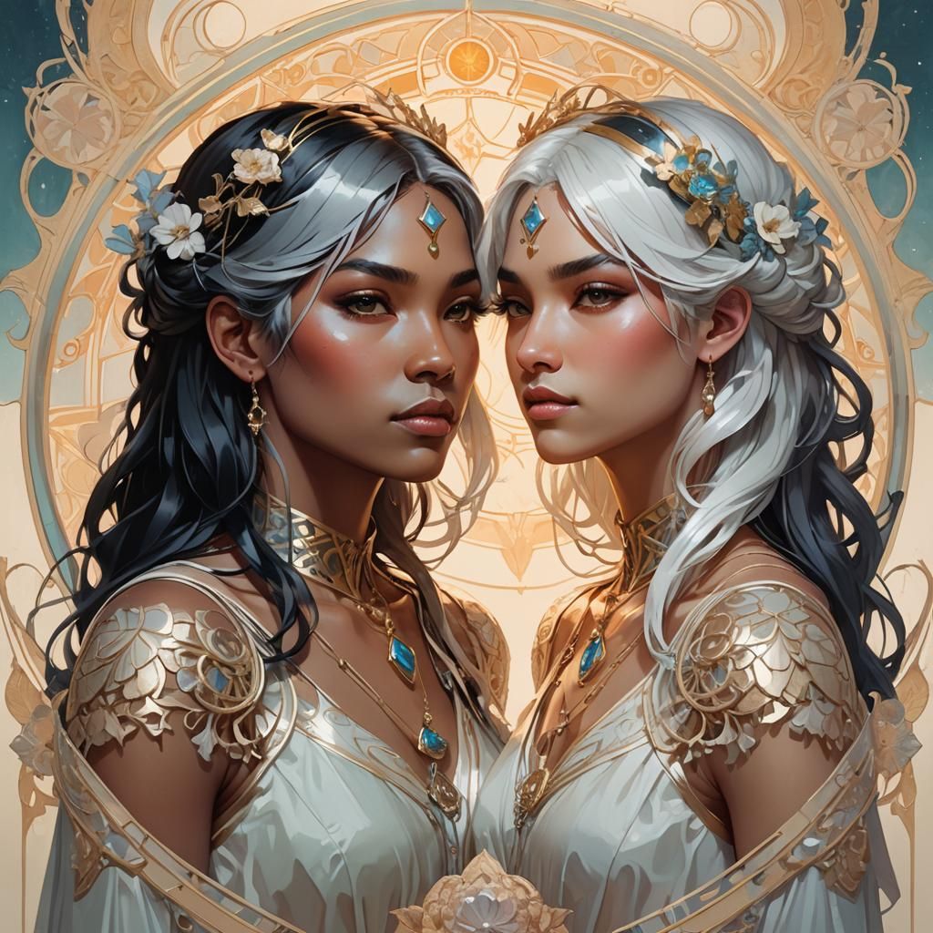 Gemini Twins Portrait in Artgerm Style