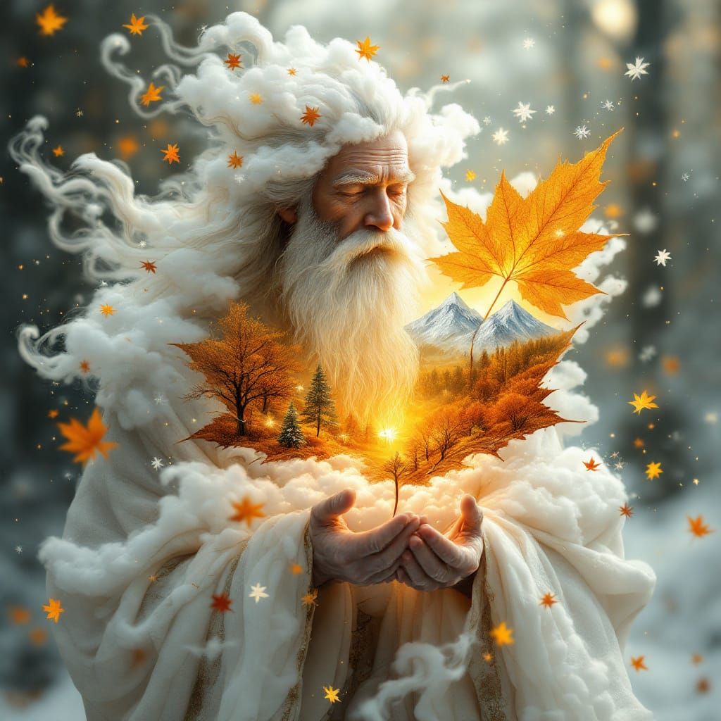 Ethereal Cloud Sage Holding Autumnal World