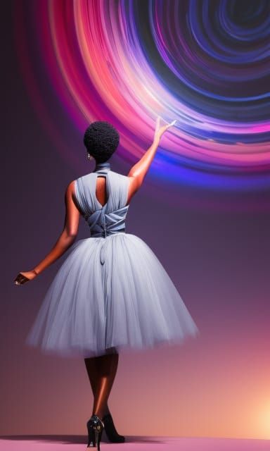 Black Woman and Swirling Portal, Digital Art