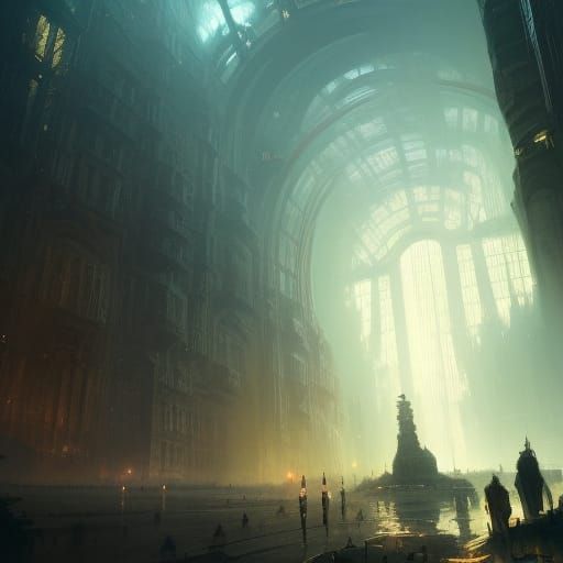 Epic Underground City in Dark Fantasy Style