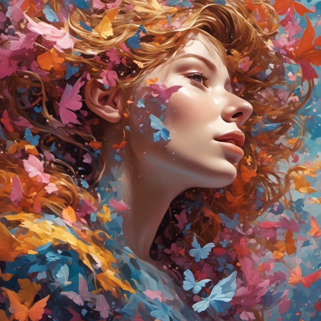 Photorealistic Female Portrait in Impasto Style