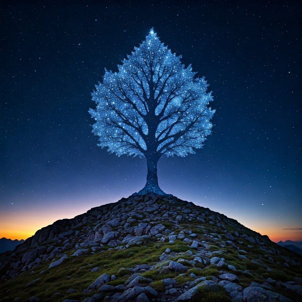 Celestial Fae Trees Adorn Rocky Mountain Peak