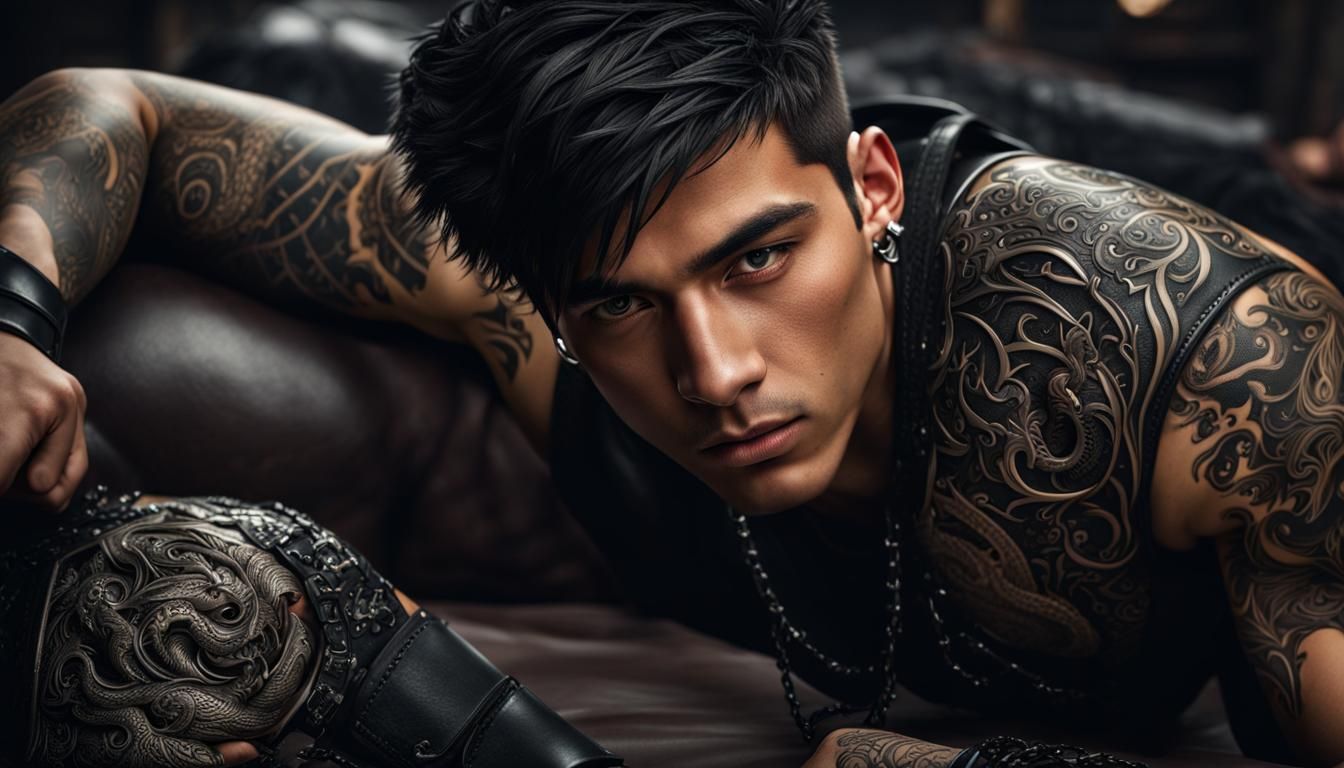 Tattooed young man