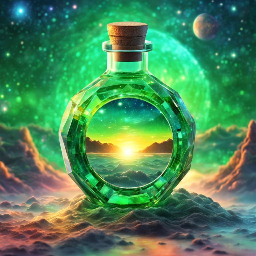 Cosmic Glass Bottle of Time in Starlight