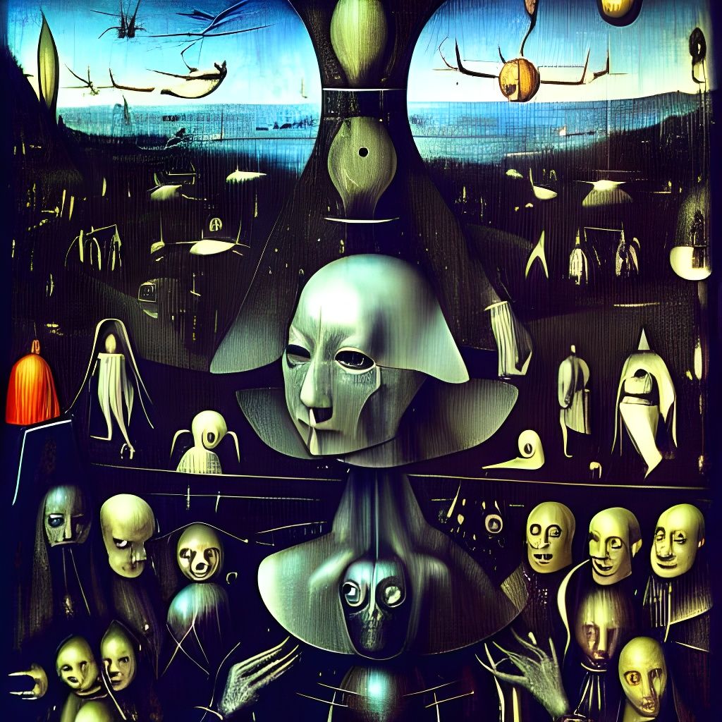 Metallic Symmetrical Figures in a Surreal Style