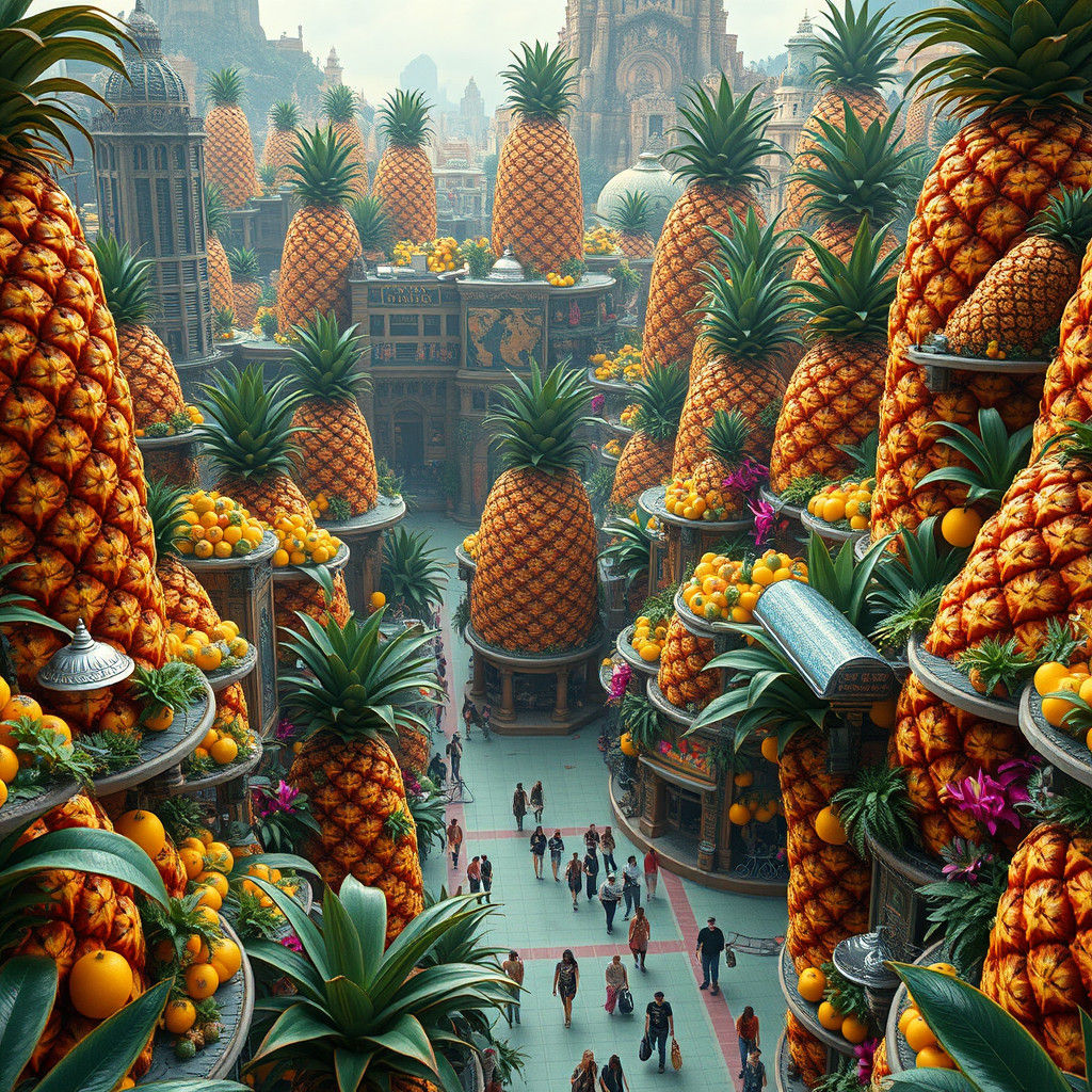 Pineapple Metropolis Inspired by High-Fantasy Art