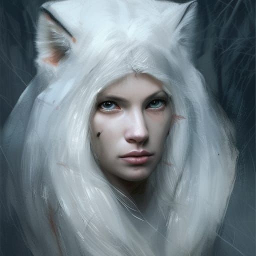 White Wolf in Valley of Bones: Digital Portrait