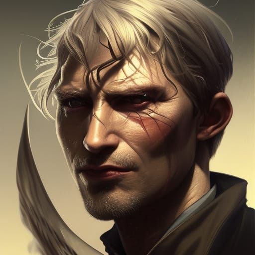 Handsome Half-Demon Wizard Portrait in Harry Potter World