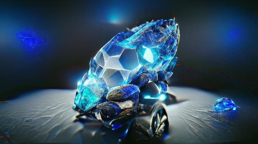 Blue Gemstone with X-Particles in Hyperrealistic 4K